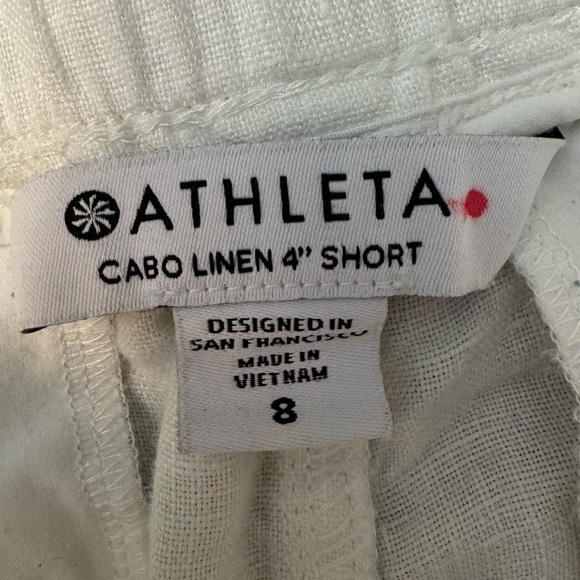 Athleta Cabo Linen 4” Shorts in White Womens Size 8 - Picture 3 of 10